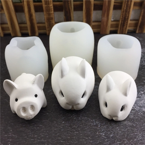 3D Animal Silicone Mold For Cake Chocolate Mousse Pudding Rabbit Pig Shape DIY Handmade Fondant Soap Candle Craft Mold