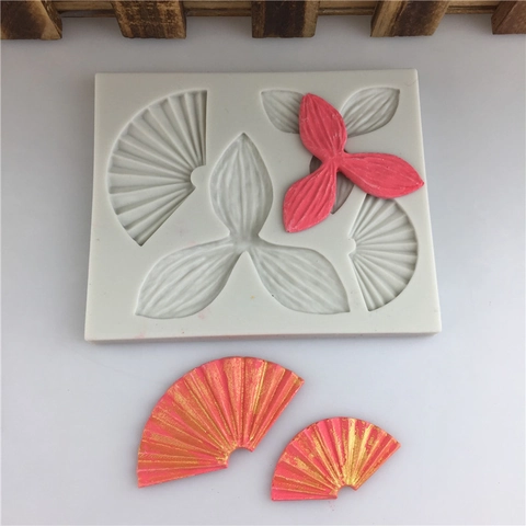 Chinese Stijl Waaier Blad Siliconenvorm Voor Fondant Taart Chocolade DIY Knutselen Bakken Decoratie Keukenhulp