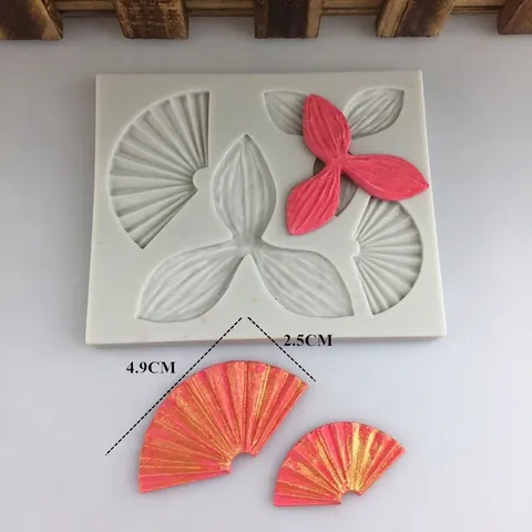 Chinese Stijl Waaier Blad Siliconenvorm Voor Fondant Taart Chocolade DIY Knutselen Bakken Decoratie Keukenhulp