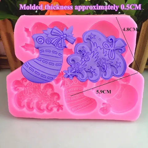 DIY Christmas Santa Claus Snowman Stocking Silicone Mold For Fondant Cake Decoration Chocolate Soap Craft Baking Tool