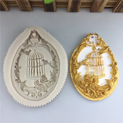 Europäischer Vintage Vogelkäfig Vogel Rose Silikon Relief Form Für Fondant Kuchen Dekoration Gips Aromatherapie DIY Handwerk