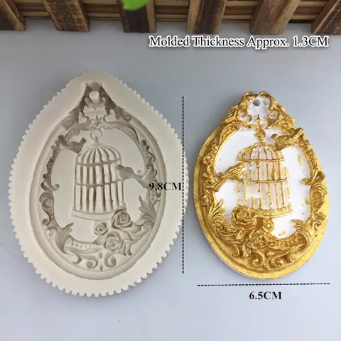 Europäischer Vintage Vogelkäfig Vogel Rose Silikon Relief Form Für Fondant Kuchen Dekoration Gips Aromatherapie DIY Handwerk
