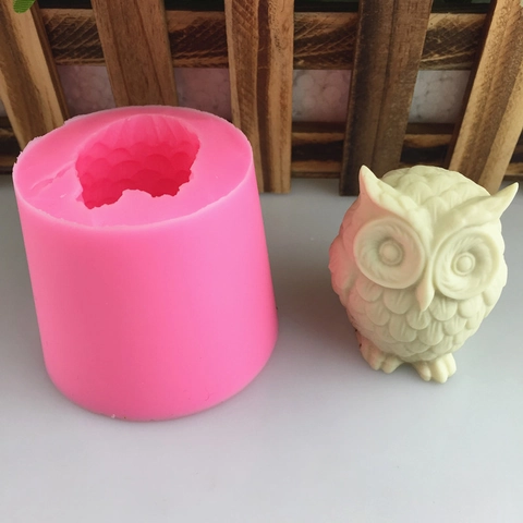 3D Owl Shaped Silicone Mold For DIY Handmade Scented Candle Soap Gypsum Aroma Stone Diffuser Craft Pink Silicone Mold