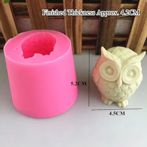 3D Owl Shaped Silicone Mold For DIY Handmade Scented Candle Soap Gypsum Aroma Stone Diffuser Craft Pink Silicone Mold