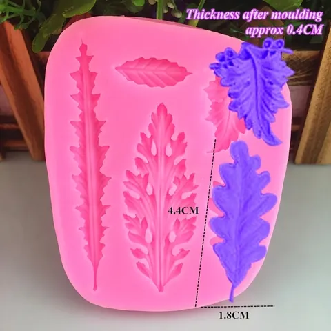 Stampo in Silicone a 5 Cavità a Forma di Foglia Felce Agrifoglio Strumenti per Decorare Torte Fondente Cioccolato Fai da Te