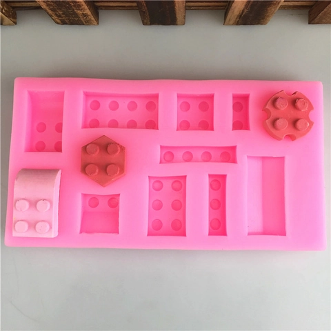 Molde de Silicona con Forma de Ladrillo para Decoración de Pasteles Fondant Chocolate Jabón Bandeja de Hielo Rosa Geométrico