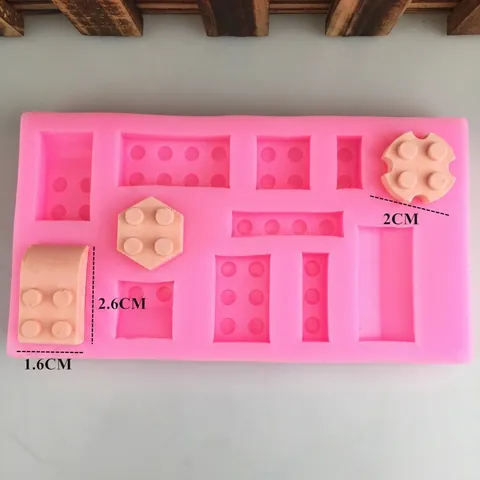 Molde de Silicona con Forma de Ladrillo para Decoración de Pasteles Fondant Chocolate Jabón Bandeja de Hielo Rosa Geométrico