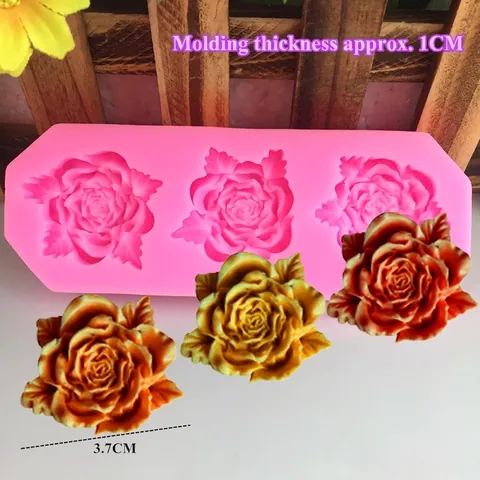 Stampo in Silicone a Forma di Rosa 3 Cavità Fai-da-te Fondente Cioccolato Stampo per Decorazione Torta Strumenti da Forno