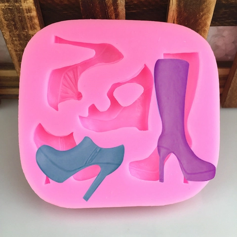 Stampo in Silicone Rosa a Forma di Scarpa con Tacco Alto e Stivali per Decorazione Torte Fondente Cioccolato Fai da Te Strumento