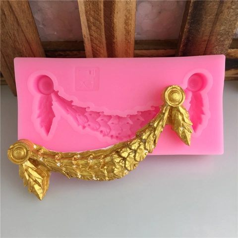 European Garland Relief Silicone Mold For Fondant Chocolate DIY Cake Border Decoration Baking Tool Pink Craft Mold