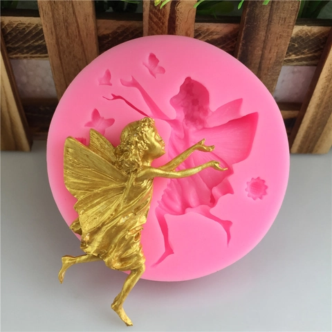 Stampo in Silicone a Forma di Ragazza Angelo per Fondente Cioccolato Cottura Fata Rilievo Artigianato Argilla Strumento per Decorazione Torte