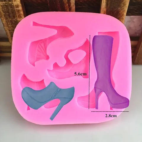 Stampo in Silicone Rosa a Forma di Scarpa con Tacco Alto e Stivali per Decorazione Torte Fondente Cioccolato Fai da Te Strumento