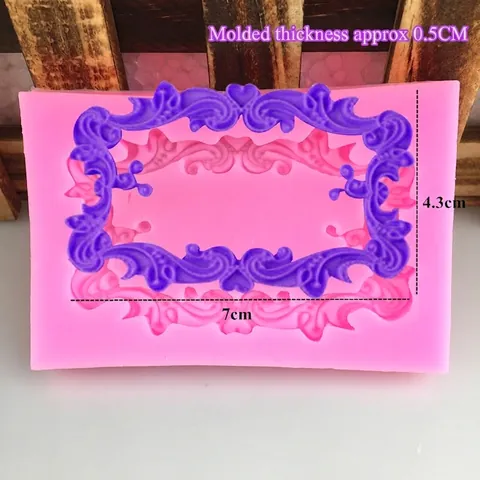 Retro Rectangle Photo Frame Silicone Mold Baroque European Style Fondant Chocolate DIY Cake Decorating Tool Relief Border Mould