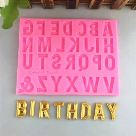 Rosa Silikon Alphabet Form Für Großbuchstaben Und Symbole Fondant Schokolade Kuchen Dekorieren Backwerkzeug DIY Handwerk