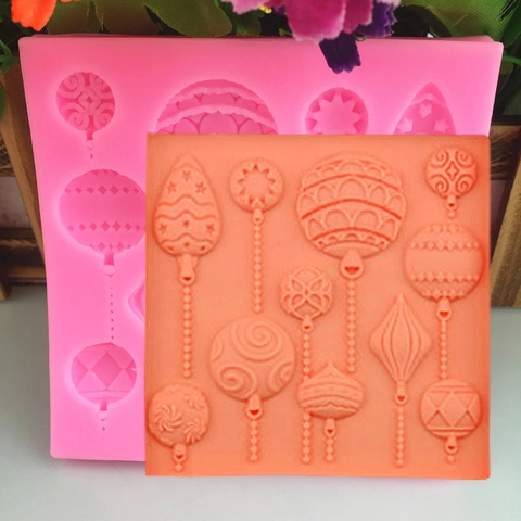Christmas Ball Balloon Shape Silicone Mold Pink Textured Fondant Chocolate Baking Tool Cake Decorating DIY Handmade Craft