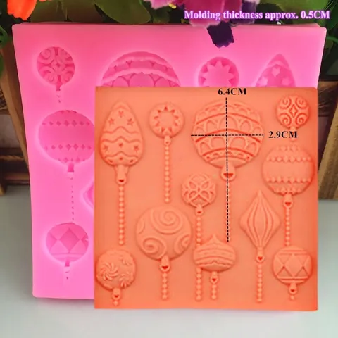 Christmas Ball Balloon Shape Silicone Mold Pink Textured Fondant Chocolate Baking Tool Cake Decorating DIY Handmade Craft