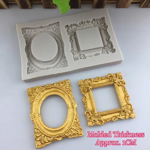 Molde de Silicona de Marco de Fotos Retro Europeo Borde de Relieve Herramienta de Decoración de Pasteles Fondant Chocolate