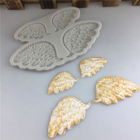 Stampo in Silicone a Forma di Ali di Angelo Vintage Rilievo Piuma Fondente Cioccolato Torta Strumento Decorativo Fai da Te