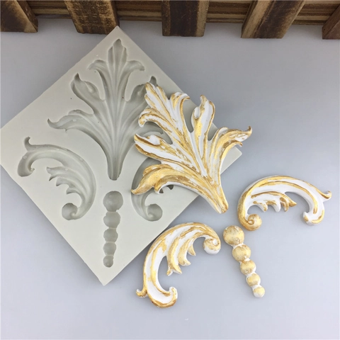 Europees Reliëf Totem Acantusblad Siliconen Vorm Voor Fondant Taartrand Barok Stijl DIY Bakken Decoratie Gereedschap