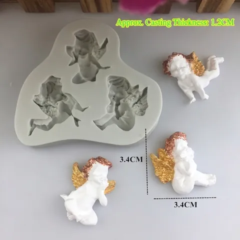 Molde de Silicona con Relieve de Ángel Cupido Para Pasteles Fondant Chocolate Jabón Hecho a Mano Resina Arcilla Gris