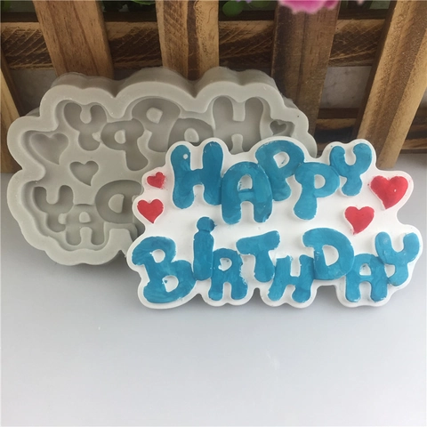 DIY Happy Birthday Silikonform Für Tortendekoration Herzmuster Fondantform Handgemachtes Backwerkzeug Für Geburtstagsfeier