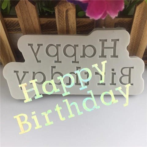 Happy Birthday Letter Silicone Mold For Cake Decoration DIY Fondant Chocolate Candy Crafting Tool Grey Baking Accessories