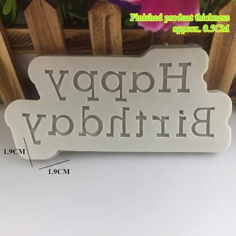 Happy Birthday Letter Silicone Mold For Cake Decoration DIY Fondant Chocolate Candy Crafting Tool Grey Baking Accessories
