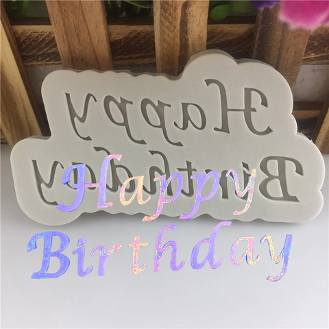 Fai da Te Happy Birthday Lettera Stampo in Silicone Strumenti per Decorare Torte Fondente Cioccolato Caramelle Stampi da Forno