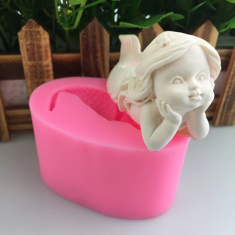 Meerjungfrau Silikonform Für Handgemachte Seife Fondant Kuchen Dekoration Backwerkzeug DIY Harz Gips Bastelform Rosa