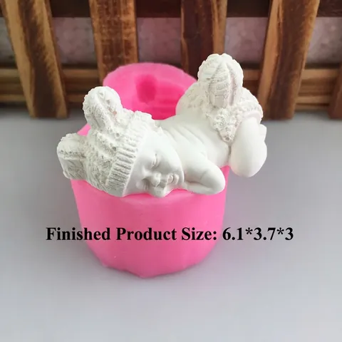 3D Sleeping Baby Silicone Mold For Cake Decorating Fondant Aromatherapy Candle DIY Handmade Soap Craft Mold Pink Baking Tool