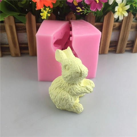 3D Cute Bunny Rabbit Silicone Mold For Handmade Soap Candle Aromatherapy Gypsum Car Decor DIY Crafting Baking Cake Mold