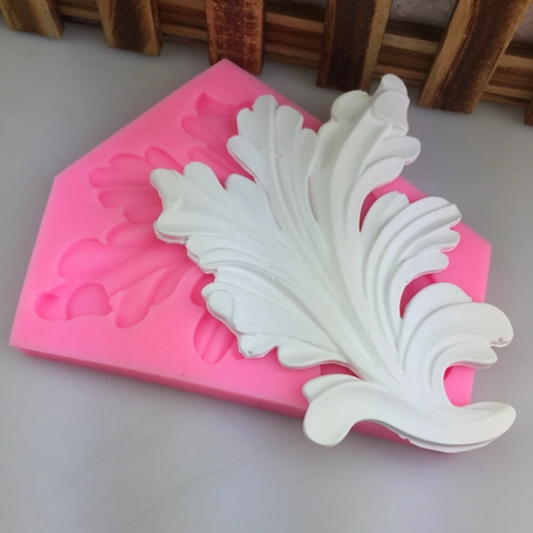European Acanthus Leaf Silicone Mold For Fondant Chocolate Handmade Soap Mousse Cake Decoration Relief DIY Craft Baking Tool Pink