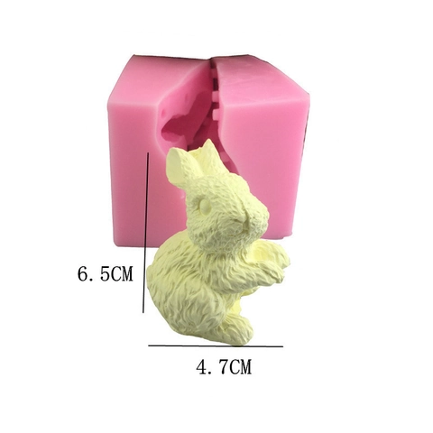 3D Cute Bunny Rabbit Silicone Mold For Handmade Soap Candle Aromatherapy Gypsum Car Decor DIY Crafting Baking Cake Mold