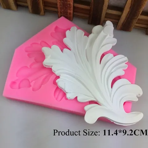 European Acanthus Leaf Silicone Mold For Fondant Chocolate Handmade Soap Mousse Cake Decoration Relief DIY Craft Baking Tool Pink