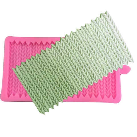 Breipatroon Siliconen Vorm Voor Fondant Taart Decoratie Handgemaakte Chocolade IJs Rand DIY Bakgereedschap Roze Rechthoekige Vorm