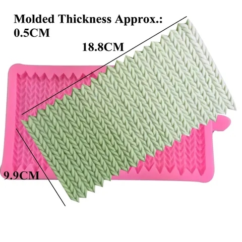 Breipatroon Siliconen Vorm Voor Fondant Taart Decoratie Handgemaakte Chocolade IJs Rand DIY Bakgereedschap Roze Rechthoekige Vorm