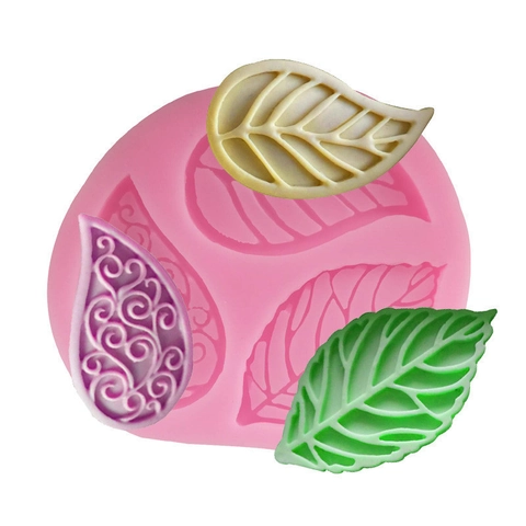 3D Silicone Leaf Mold Pink Foliage Pattern Silicone Mold For Cake Decorating Fondant Sugarcraft DIY Aromatherapy Plaster Mold