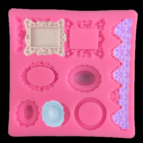 Europäische Vintage Fotorahmen Spitzenkante Silikonform Für Fondant Tortendeko Schokolade Edelsteinform Backwerkzeuge