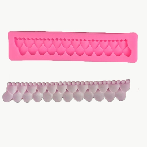Molde de Silicona con Borde de Onda Festoneado Molde de Encaje de Tira Rosa Flexible para Decoración de Bordes de Pasteles