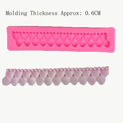 Molde de Silicona con Borde de Onda Festoneado Molde de Encaje de Tira Rosa Flexible para Decoración de Bordes de Pasteles