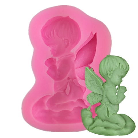 Molde de Silicona de Bebé Ángel 3D Ángel Rezando Herramienta de Decoración de Pasteles Fondant para Bricolaje Chocolate Jabón Yeso