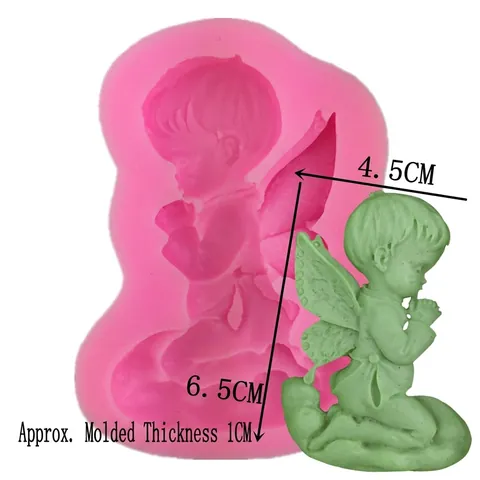 Molde de Silicona de Bebé Ángel 3D Ángel Rezando Herramienta de Decoración de Pasteles Fondant para Bricolaje Chocolate Jabón Yeso