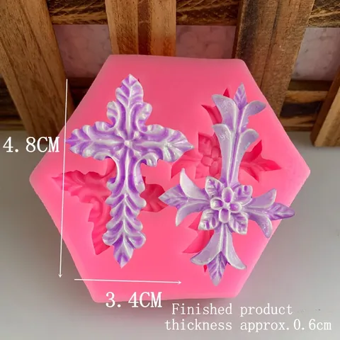 Stampo in Silicone a Forma di Croce Barocca per Decorazione Torte in Fondente Cioccolato Gelato Artigianato in Resina Gesso Fai da Te