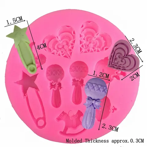 Cartoon Baby Theme Silicone Cake Mold Round Fondant Baking Tools For Decorating Rocking Horse Heart Shapes Pink Candy Mold