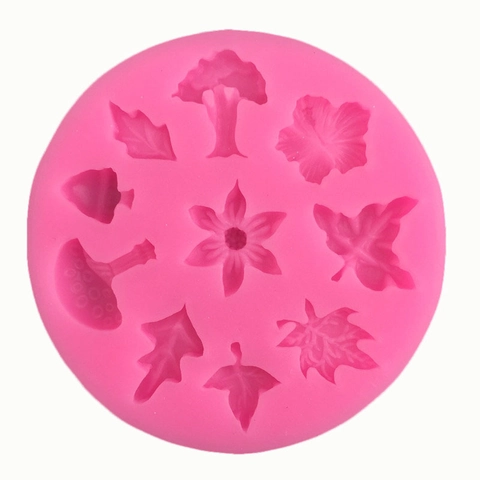 Pflanzen Blumen Blatt Pilz Silikon Fondant Kuchenform DIY Schokolade Ton Backen Deko Werkzeug Rosa Runde Backform