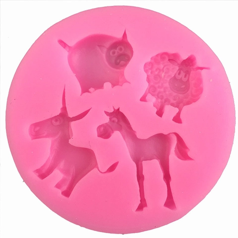 Molde de Silicona para Fondant Forma de Animal Cerdo Oveja Caballo Decoración de Pasteles Chocolate Herramienta