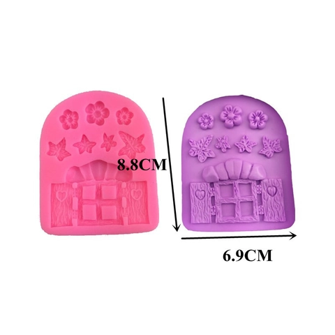 Blume Blatt Fenster Tür Silikonform Fondant Tortenrand Dekoration Werkzeug Für DIY Schokolade Gips Epoxidharz Handwerk