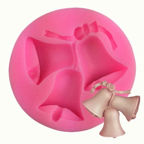Pink Bell Bow Silicone Fondant Mold Round DIY Cake Decorating Tool For Chocolate Soap Clay Craft Christmas Baking Supplies