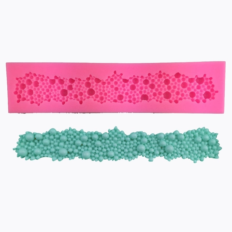 Kuchenrand Silikonform Blasenperlenstruktur Fondant Spitzenrelief Dekomittel Für DIY Backen Schokolade Ton Rosa
