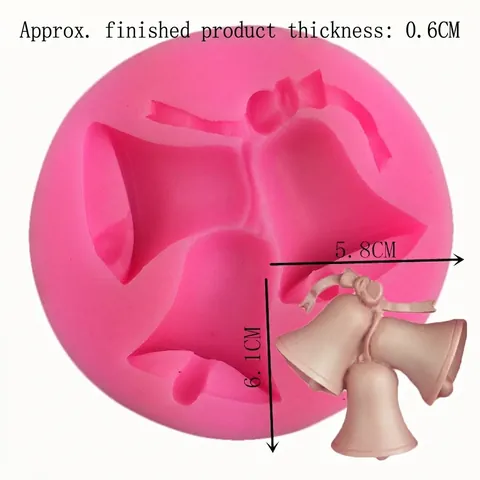 Rosa Campana Fiocco Stampo in Silicone Fondente Rotondo Fai-da-te Strumento Decorazione Torte Per Cioccolato Sapone Argilla Natale Forniture